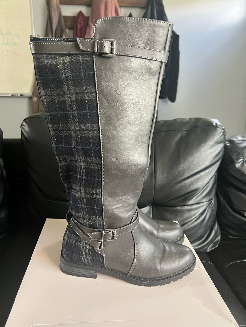 JustFab Zenith Charcoal Flat Boots